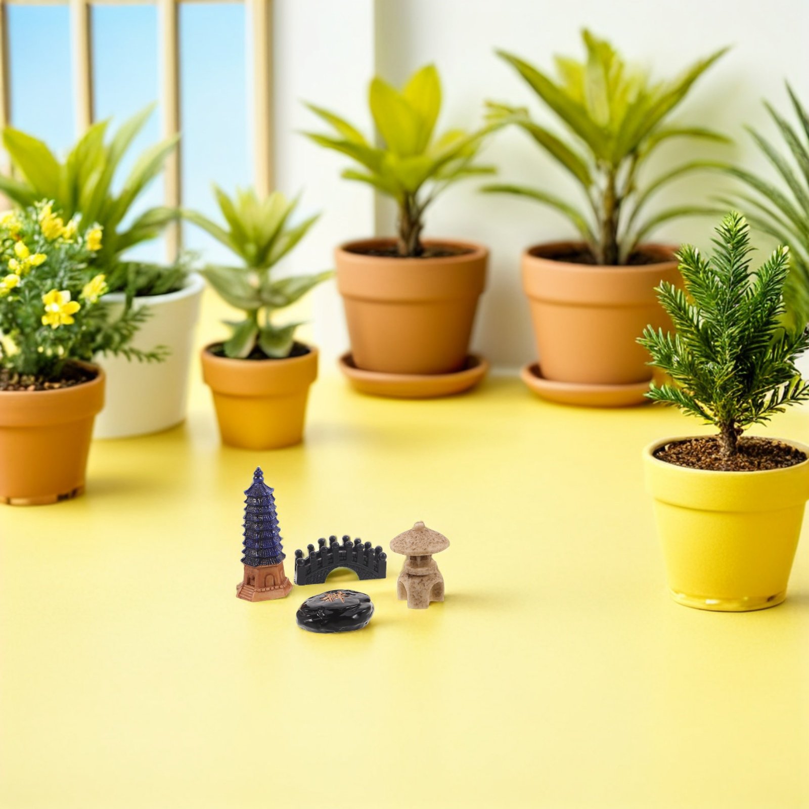 Bonsai Garden For Desk - Ensemble de 4 mini statues de
