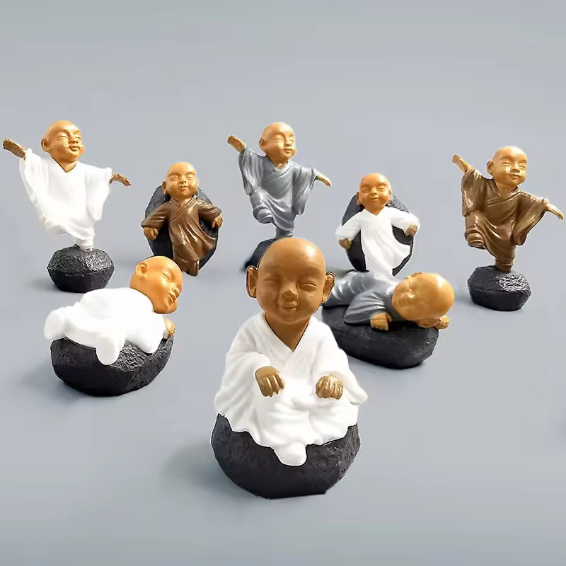 Bonsai Garden Art - Figurine de moine chinois Kong Fu,