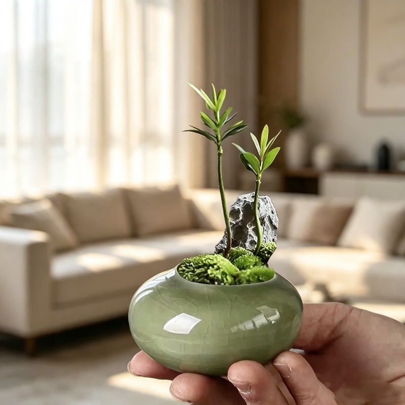 Mini pot de fleurs glacé effet - Bonsai Garden Art avis et prix