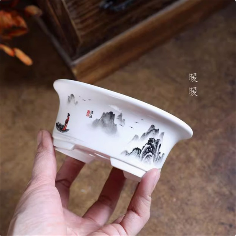 Pot à bonsaï ovale blanc en po - Bonsai Garden For Desk avis et prix
