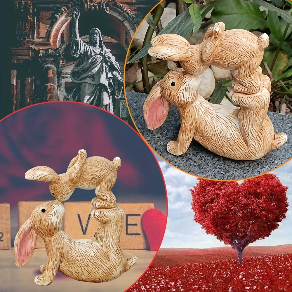 Statue de lapin baiser en rési - Bonsai Garden For Desk avis et prix